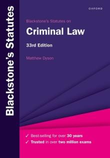 Blackstones Statutes on Criminal Law 33rd Edition